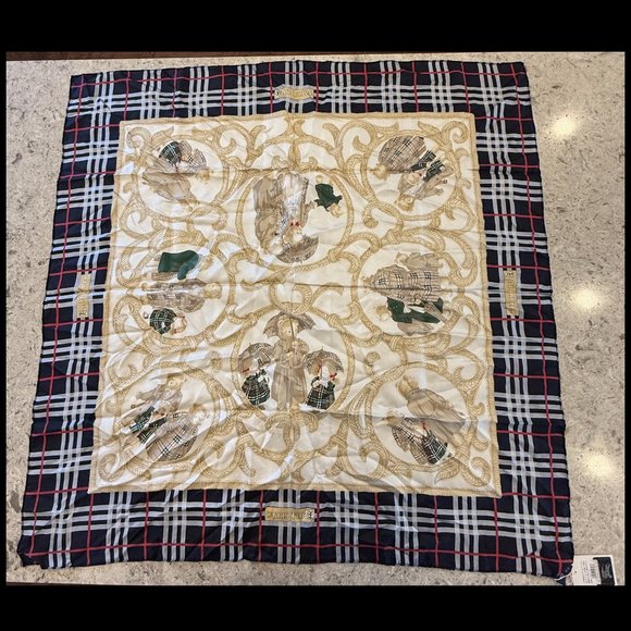 NWT BURBERRY’S SILK SCARF TEDDY BEARS + SIGNATURE PLAID